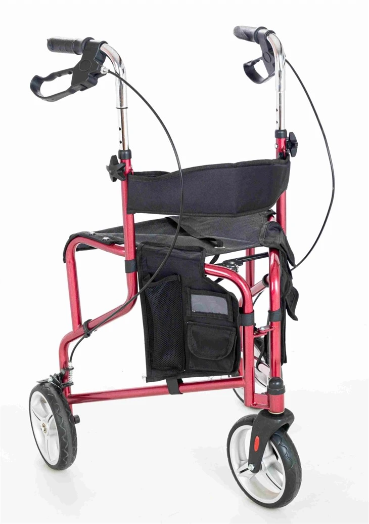 three wheeled rollator walker with seat
